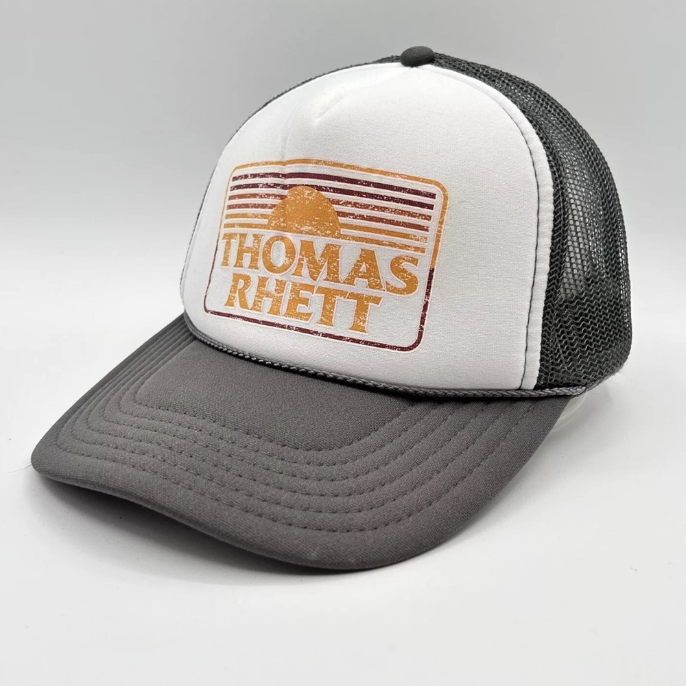 Thomas Rhett White Gray Trucker Hat Mesh SnapBack NWT